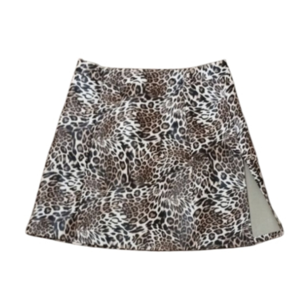 Size 2 princess polly leopard print leather skirt